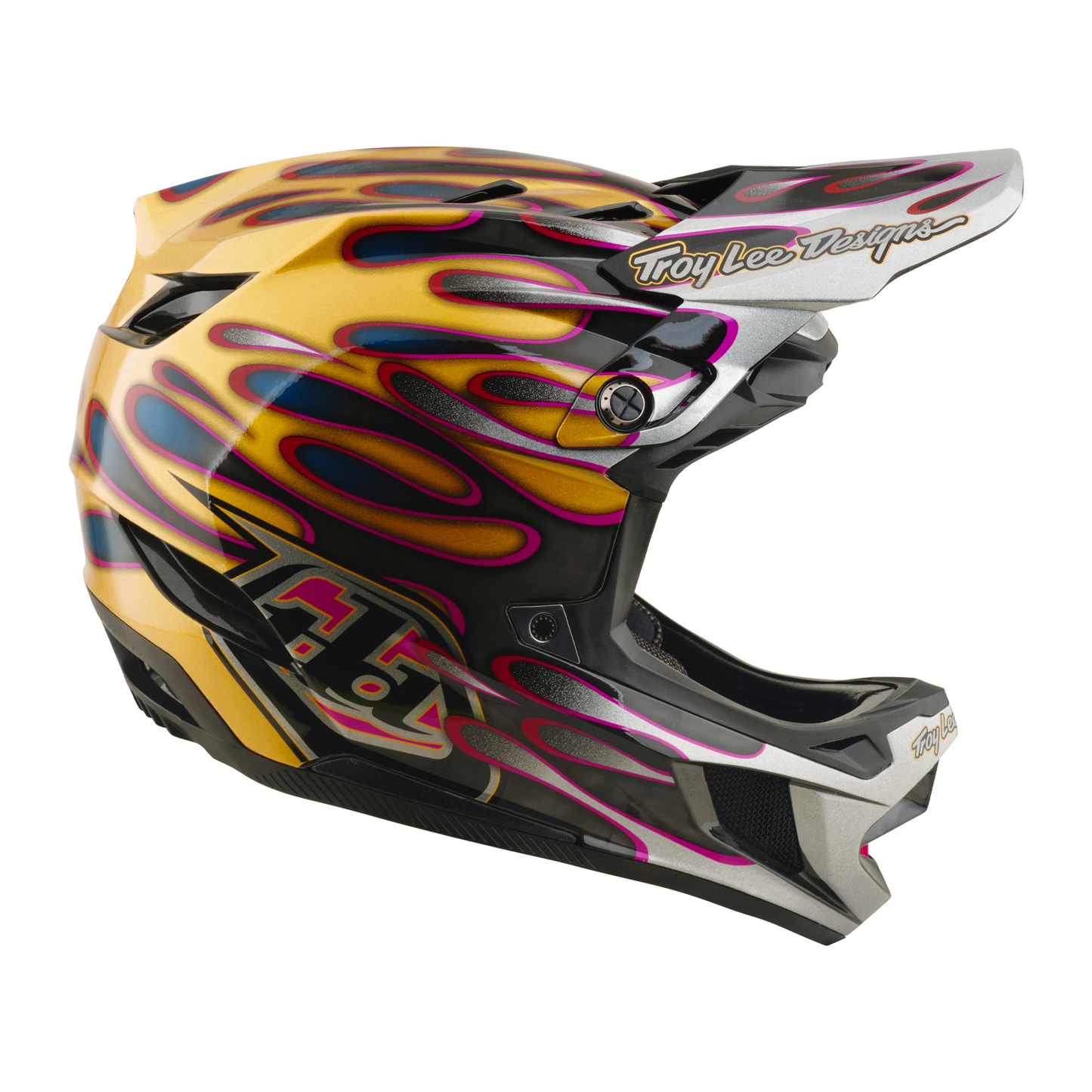 TROY LEE DESIGNS D4 CARBON MIPS Overspray Gold/Black MTB-hjelm
