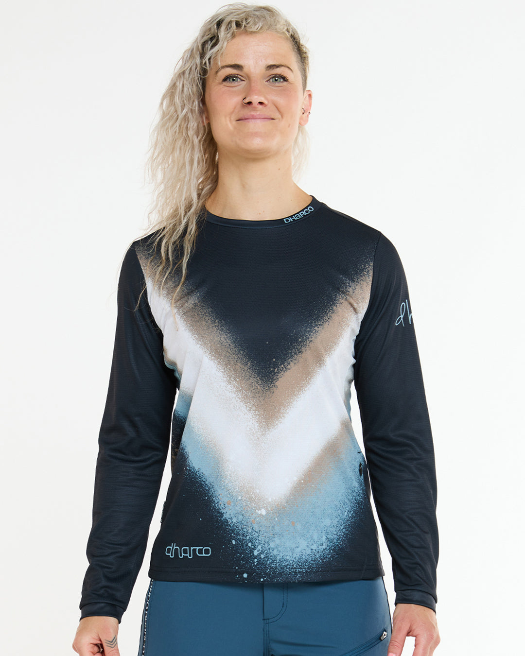 Maillot DHARCO GRAVITY GOLDEN STREAK Manches Longues Femme Noir/Bleu