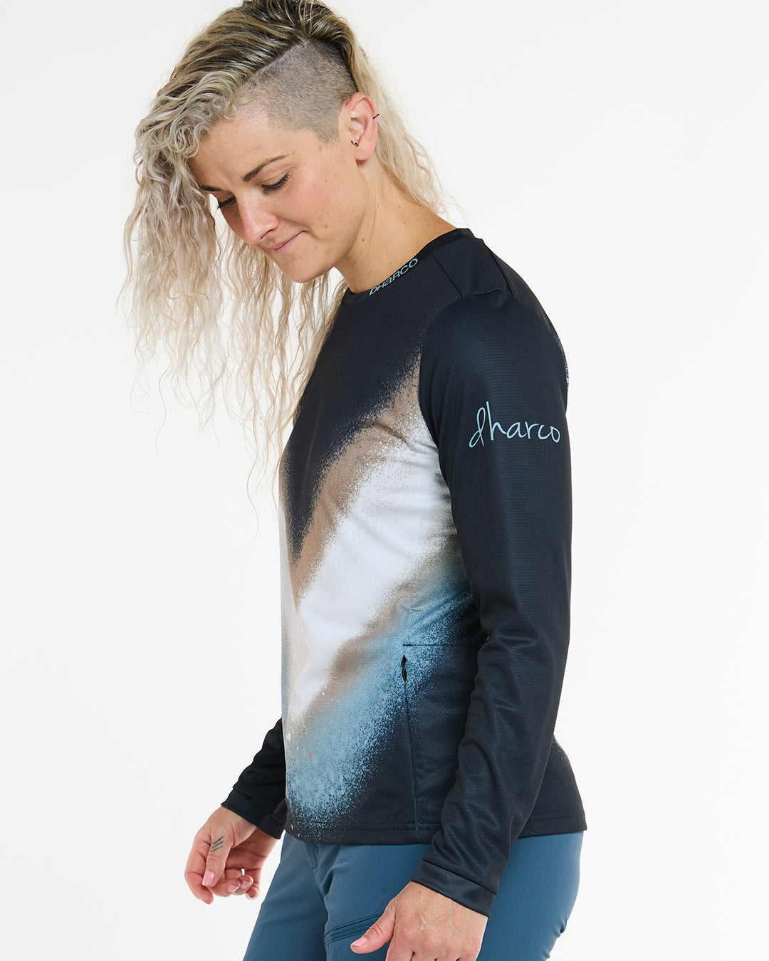 Maillot DHARCO GRAVITY GOLDEN STREAK Manches Longues Femme Noir/Bleu
