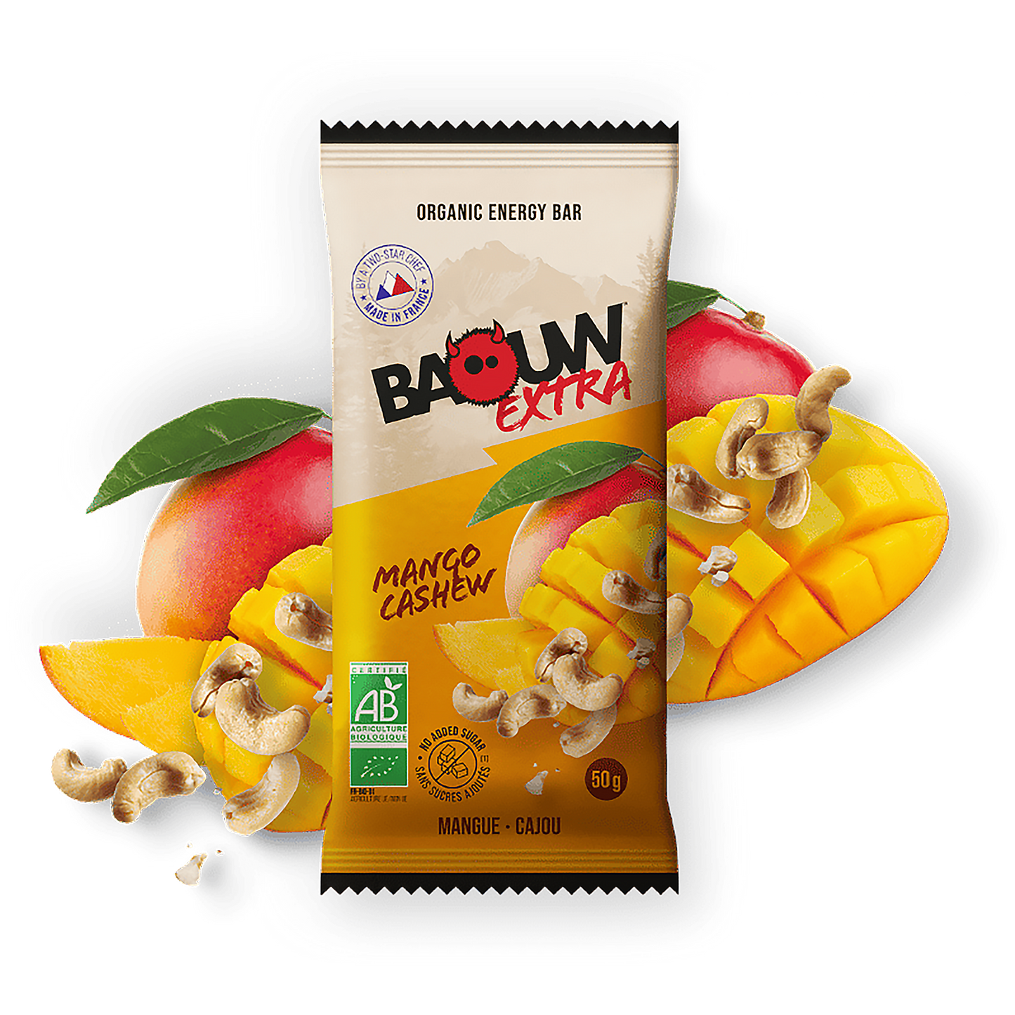 Energetická tyčinka BAOUW ORGANIC EXTRA Mango Cashew (50g)