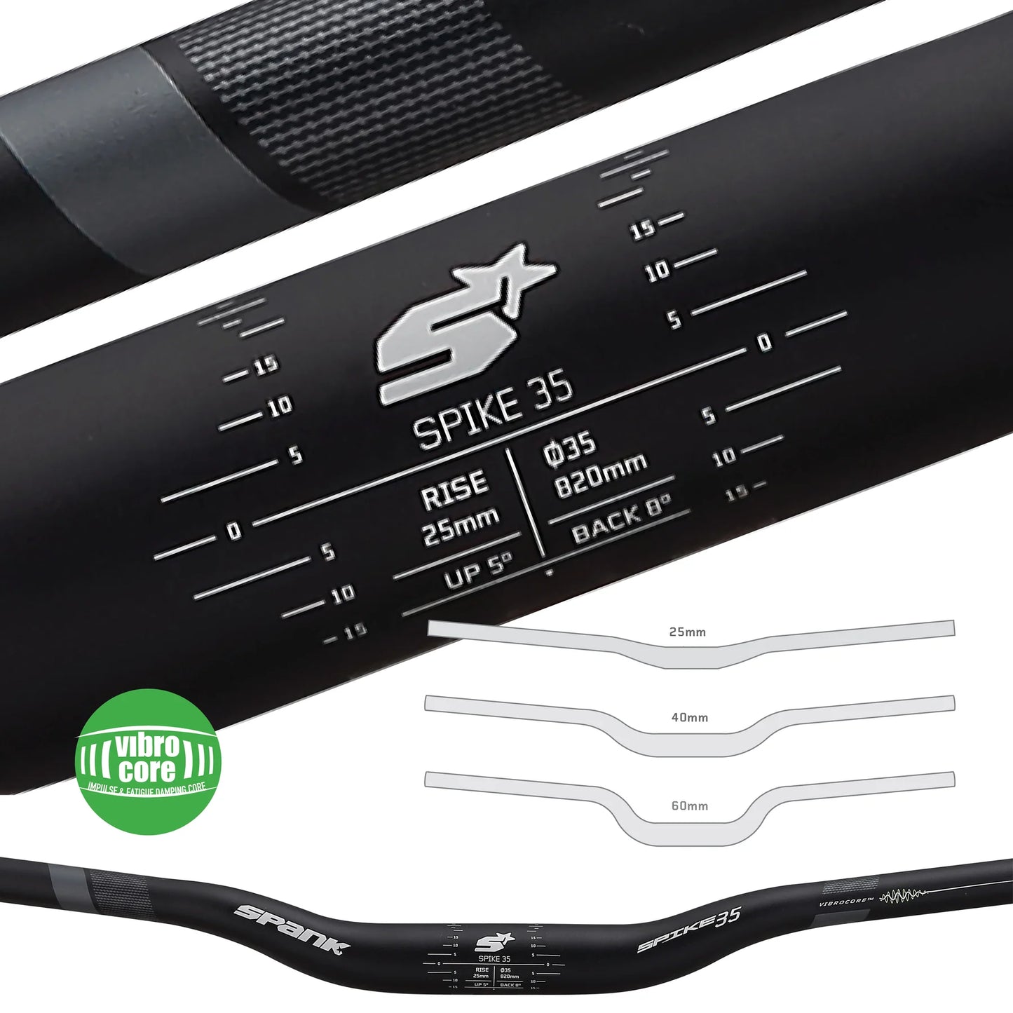 SPANK SPIKE 35 VIBROCORE Rise 40mm 820mm Černá řídítka