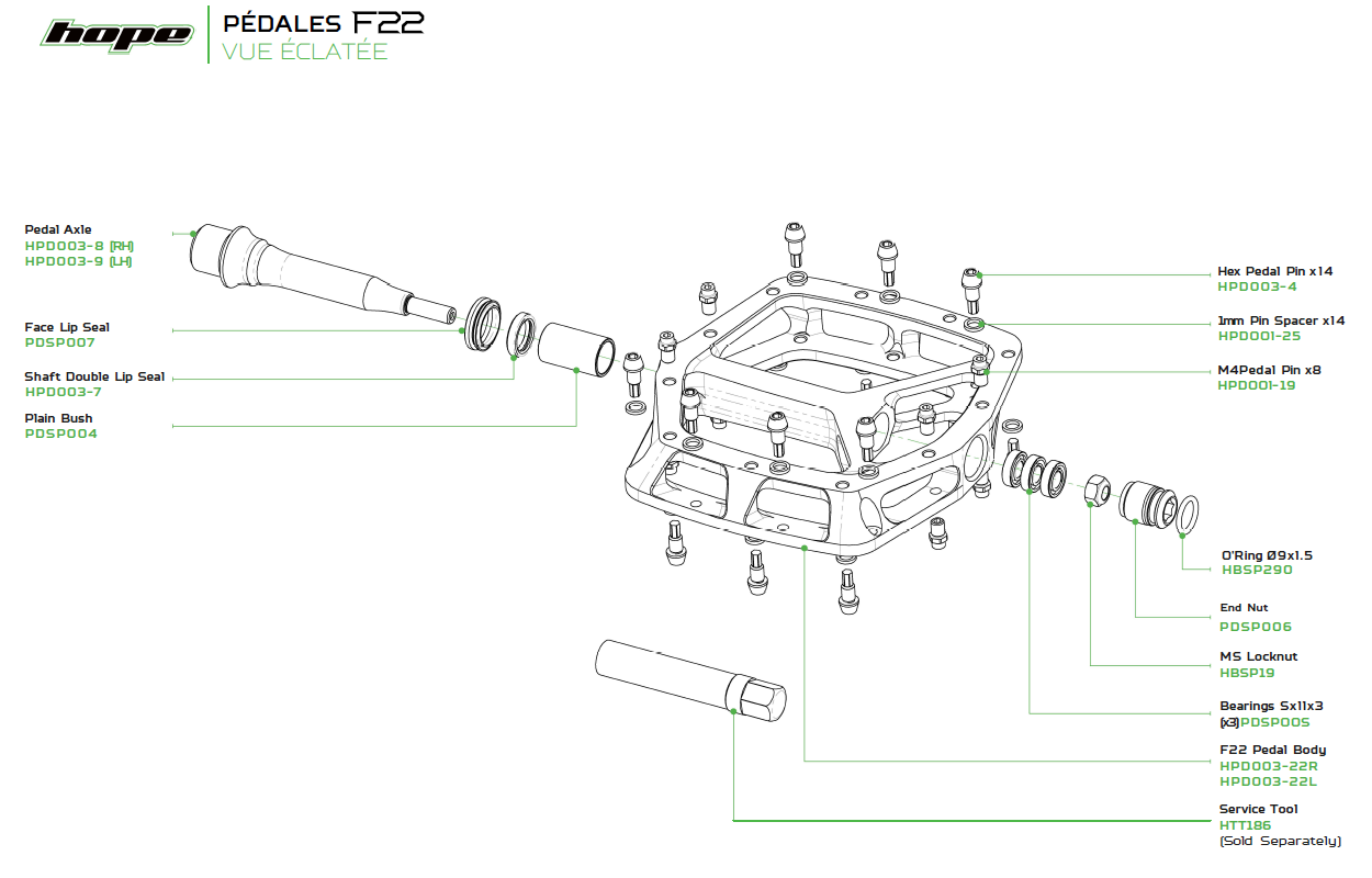 HOPE F22 Flatpedaler Svart