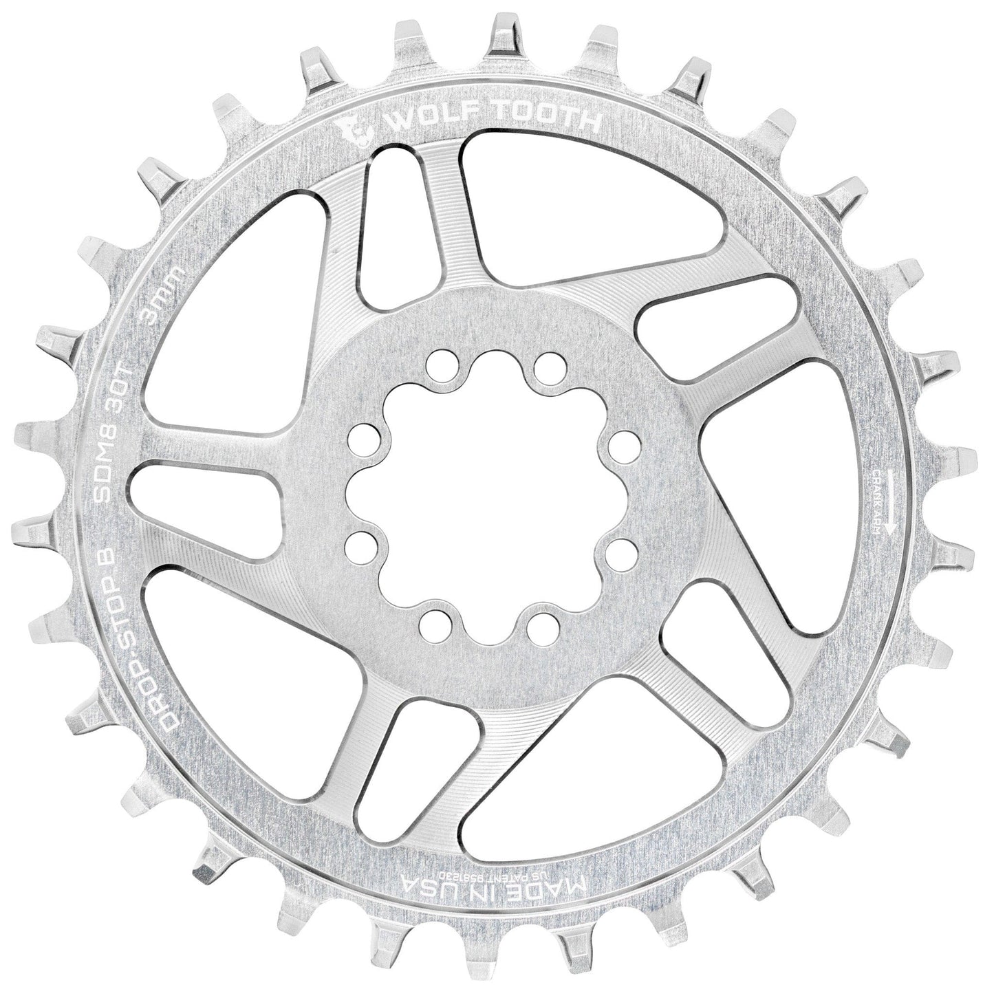 WOLF TOOTH Direct Mount SRAM 8 Hole Raw Silver Mono-kædehjul