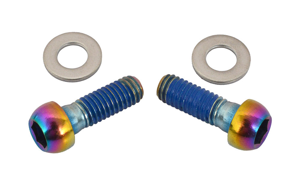 Et sæt SRAM-bremseklodsbeslagsskruer i rustfrit stål med Rainbow-finish #00.5318.006.005
