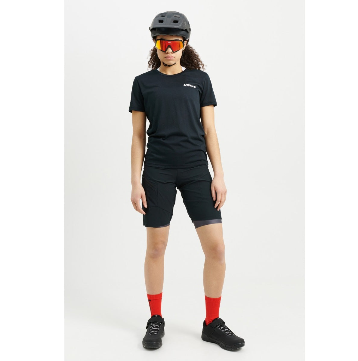 Damskie spodenki USWE HYBRID MTB Short czarne