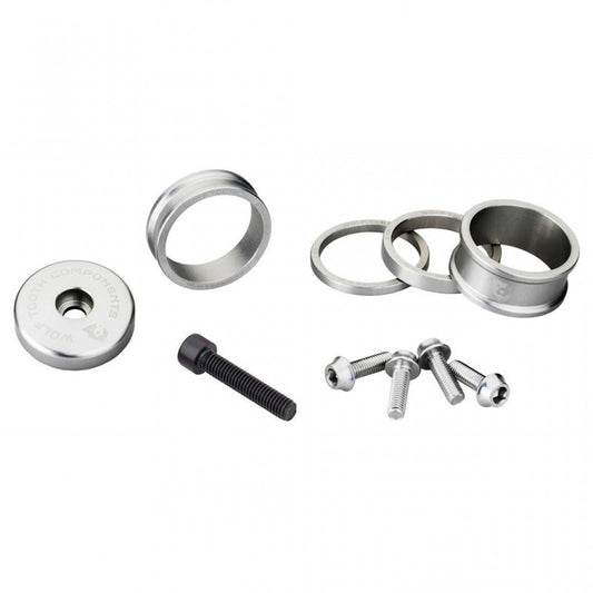 WOLFTOOTH BLING KIT Distanser, skaftkåpa och skruvar Silver
