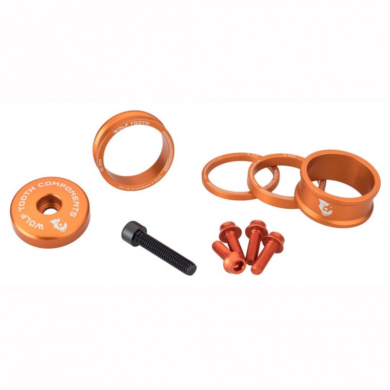 Sæt med afstandsstykker, stilkdæksel og skruer WOLFTOOTH BLING KIT Orange