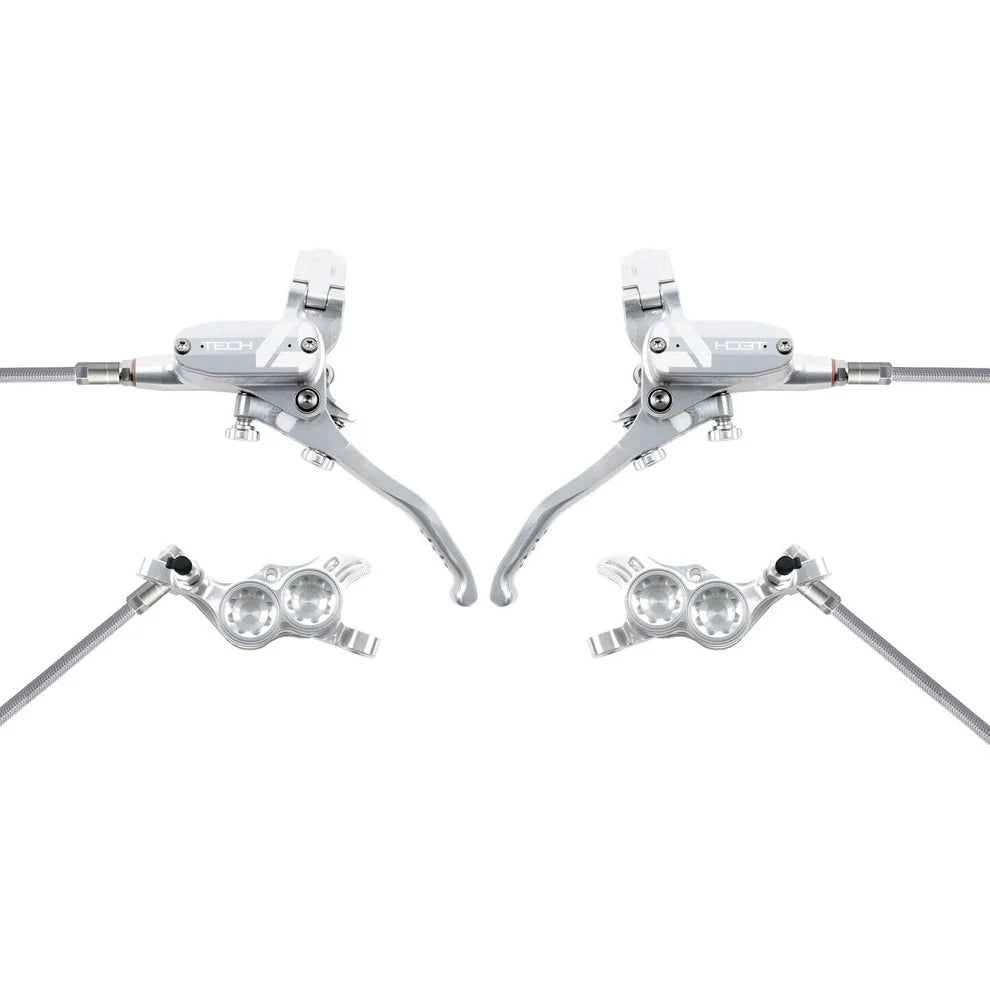 Par HOPE TECH 4 V4 flygbromsslangar Silver/Silver