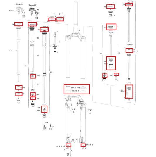 Zestaw konserwacyjny 200 h/rok ROCKSHOX ZEB BASE/SELECT/SELECT+/ULTIMATE (2021+) GEN A1-A3