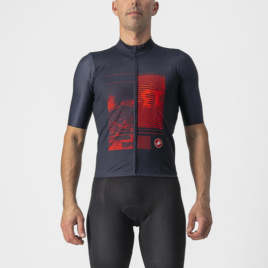 Maillot CASTELLI 13 SCREEN Manches Courtes Bleu/Rouge
