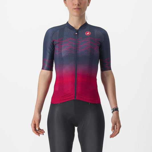 Damska koszulka z krótkim rękawem CASTELLI CLIMBER'S 2.0 niebiesko-biała