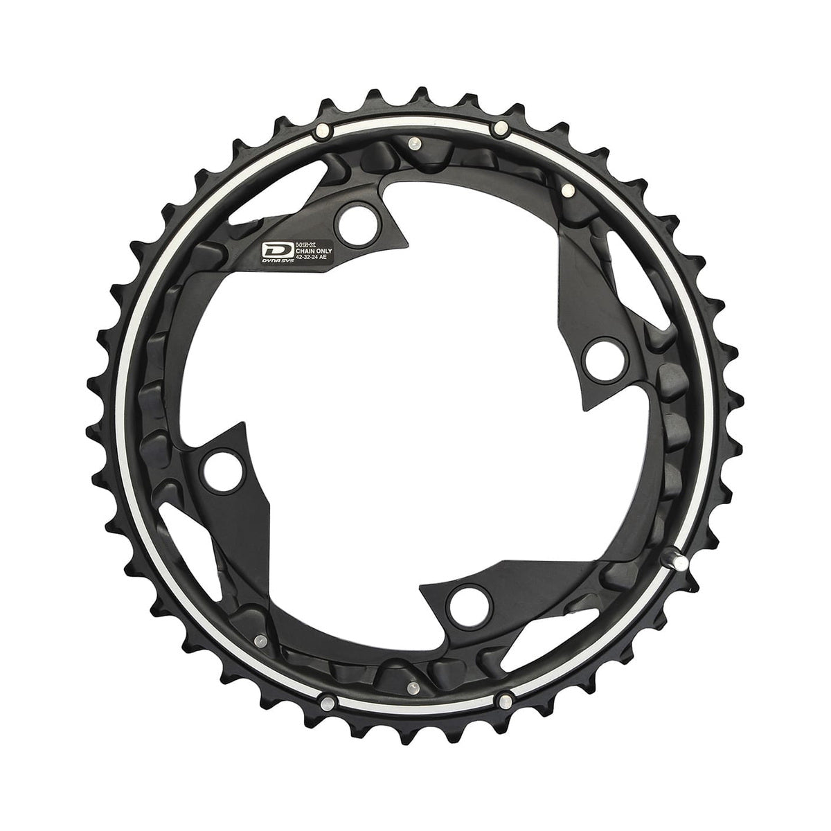Plateau Extérieur SHIMANO DEORE M610 10V 4 Trous 104mm — vue du plateau sur fond blanc