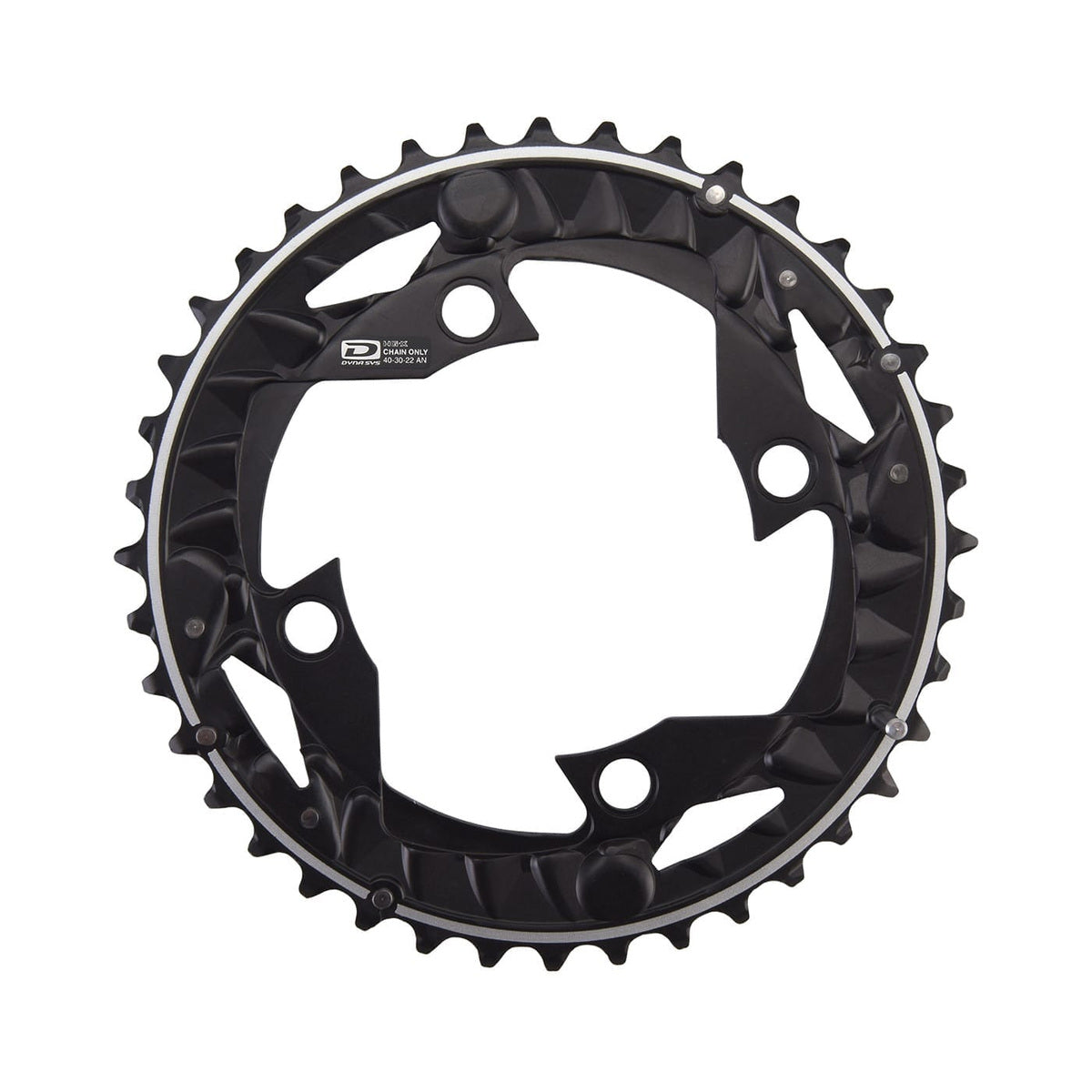Plateau Extérieur SHIMANO DEORE M612 10V Triple 4 Trous 96mm — vue du plateau sur fond blanc