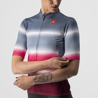 Maillot CASTELLI DOLCE Femme Manches Courtes Bleu/Bordeaux