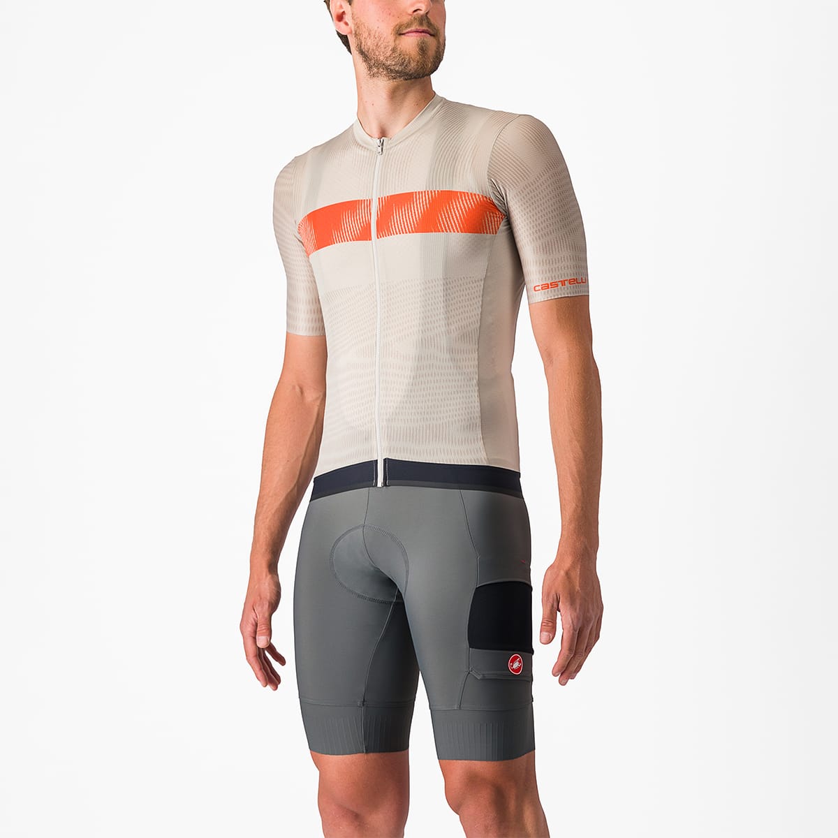 Maillot CASTELLI UNLIMITED ENDURANCE Manches Courtes Gris/Orange