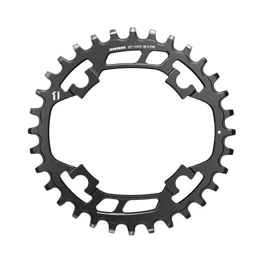 Plateau Mono SRAM X-SYNC 11V 4 Trous 94mm Acier noir — vue du plateau sur fond blanc