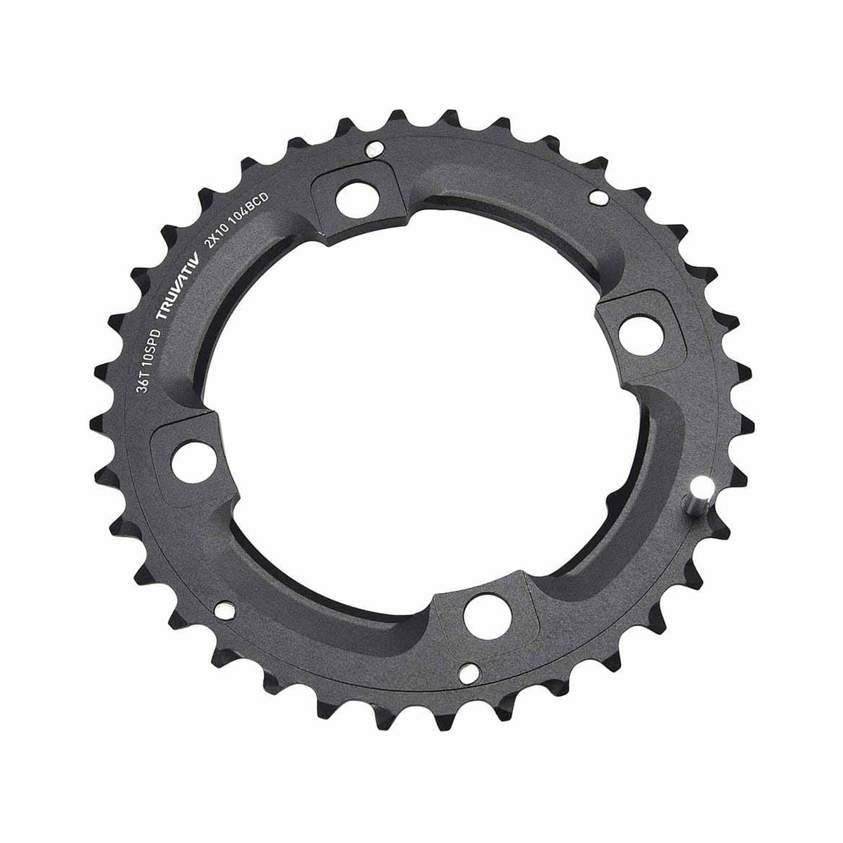 Plateau Extérieur SRAM/TRUVATIV 10V 4 Trous 104mm 36 Dts L-PIN Alu Noir — vue du plateau sur fond blanc