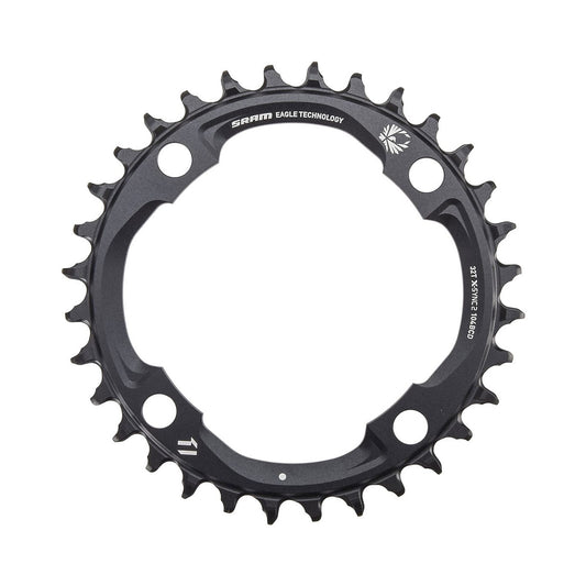 Plateau Mono SRAM X-SYNC2 EAGLE 12V 4 Trous 104mm Noir — vue du plateau sur fond blanc