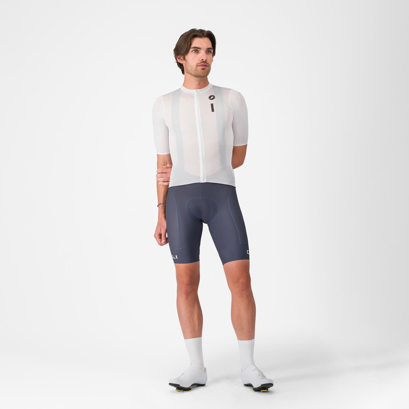 Maillot CASTELLI DRITTONE LOGO Manches Courtes Blanc