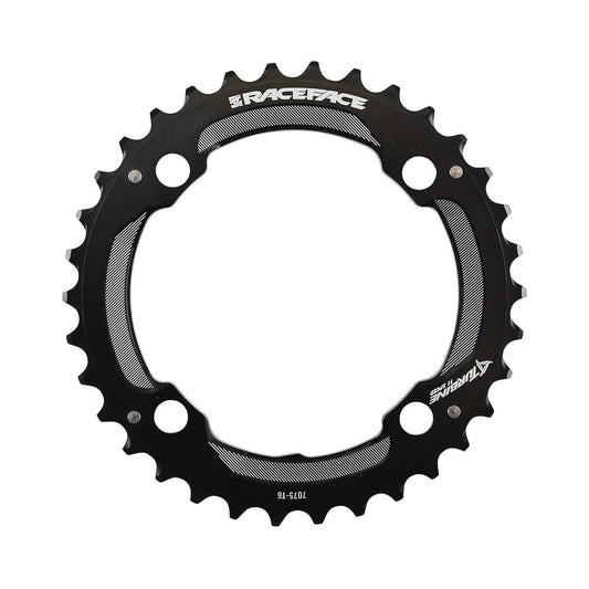 Plateau Extérieur RACE FACE TURBINE 11V 4 Trous 104mm — vue du plateau sur fond blanc