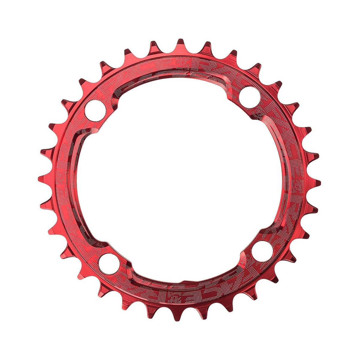 Plateau Mono RACE FACE NARROW WIDE 9/10/11/12V 4 Trous 104mm Rouge — vue du plateau sur fond blanc