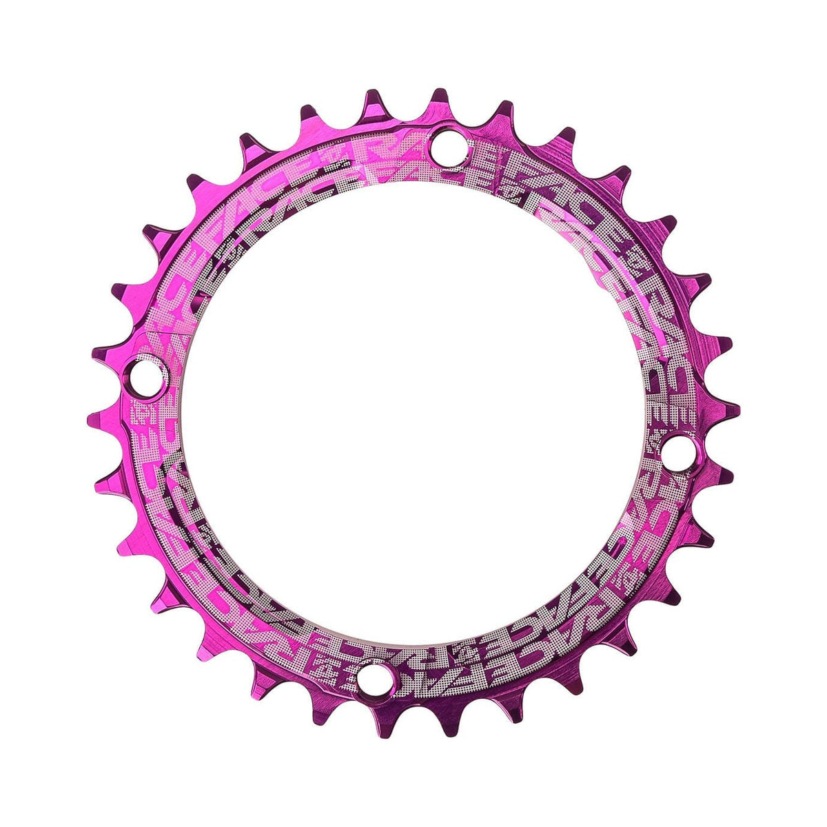 Plateau Mono RACE FACE NARROW WIDE 9/10/11/12V 4 Trous 104mm Violet — vue du plateau sur fond blanc