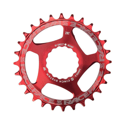 Plateau Mono RACE FACE NARROW WIDE 9/10/11/12V Cinch Direct Mount Rouge — vue du plateau sur fond blanc