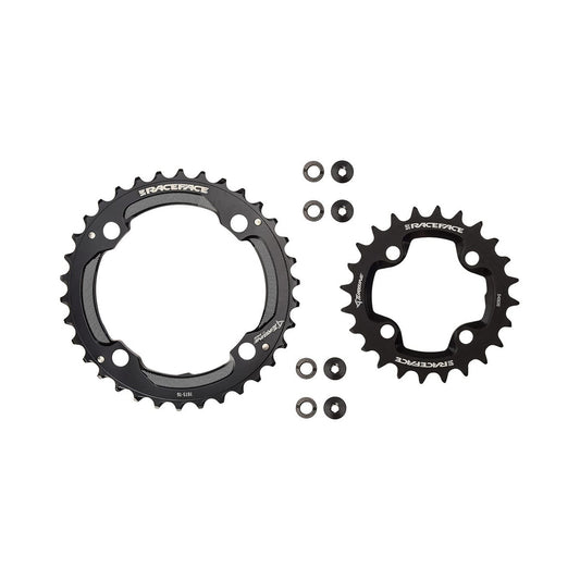 Set de Plateaux Double RACE FACE TURBINE 11V Noir — vue du plateau sur fond blanc