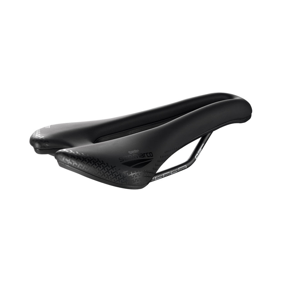 Selle SAN MARCO ASPIDE SHORT COMFORT OPEN-FIT DYNAMIC S3 Largeur 144mm Rails Manganèse