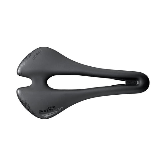 Selle SAN MARCO ASPIDE SHORT COMFORT OPEN-FIT DYNAMIC S3 Largeur 144mm Rails Manganèse