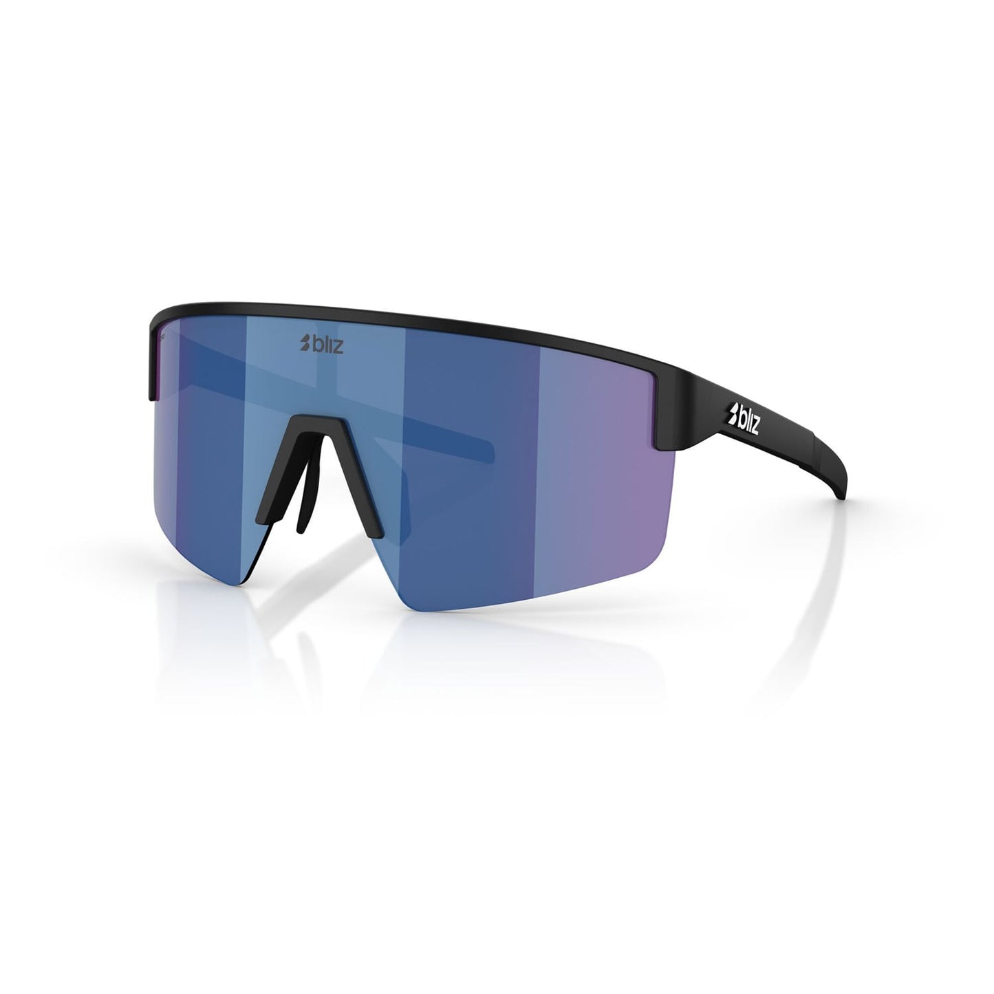 Briller BLIZ P004 Matt Black Blue Mirror Lens