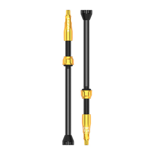 Lot de 2 Valves Tubeless LEZYNE CNC 80mm Or