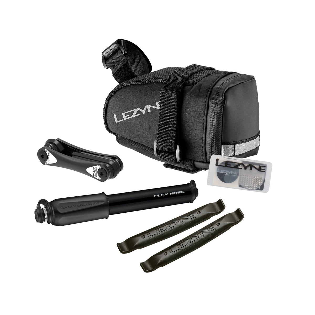 Sacoche de Selle LEZYNE Caddy M Noir avec Pompe à Main Sport Drive HP