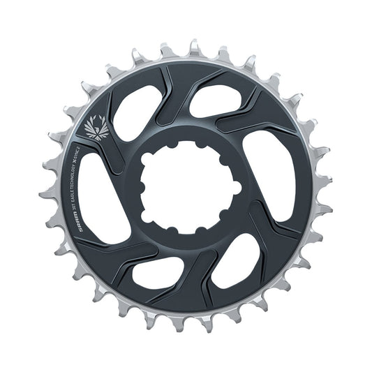 Plateau Mono SRAM X-SYNC 2 EAGLE 12V Direct Mount Offset 6mm Lunar Grey — vue du plateau sur fond blanc