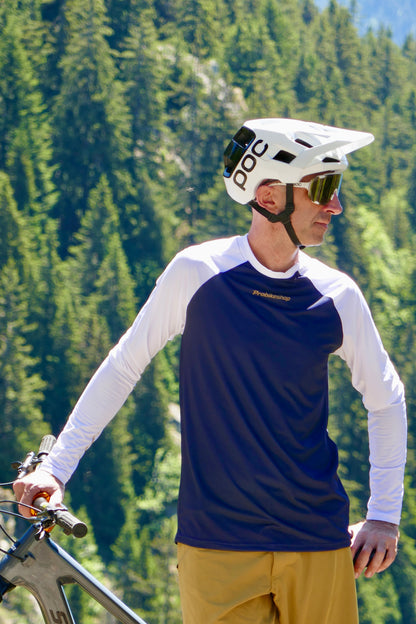 Maillot PROBIKESHOP By CHEF DE FILE FREERIDE Manches Longues Marine/Blanc