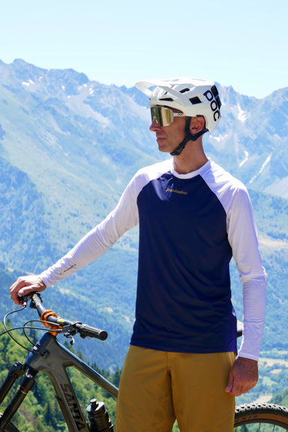 Maillot PROBIKESHOP By CHEF DE FILE FREERIDE Manches Longues Marine/Blanc