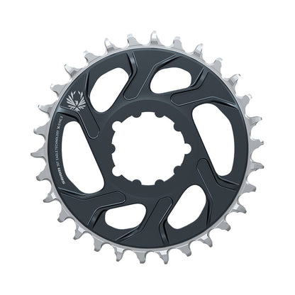 Plateau Mono SRAM EAGLE X-SYNC 2 BOOST 11/12V Direct Mount Offset 3mm Lunargrey — vue du plateau sur fond blanc