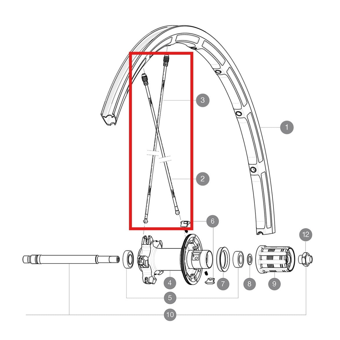 SADA 10 MAVIC SHB M7/7 AL BK 275 ZADNÍ RAMENA