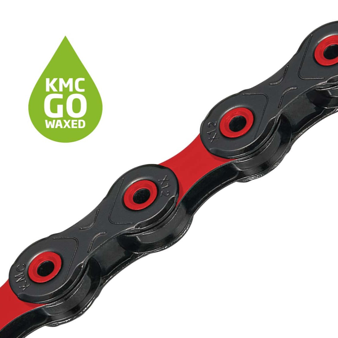12V řetěz KMC DLC12 Waxed Black/Red