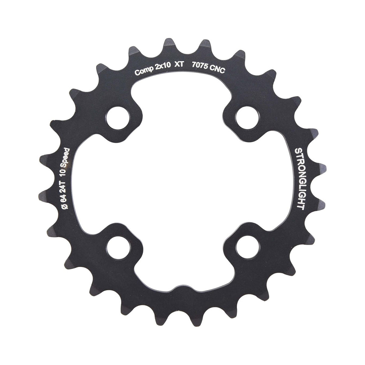 Plateau Intérieur STRONGLIGHT SHIMANO XT M785 10V 4 Trous 64mm — vue du plateau sur fond blanc