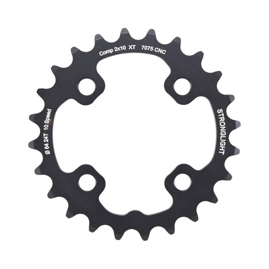 Plateau Intérieur STRONGLIGHT SHIMANO XT M785 10V 4 Trous 64mm — vue du plateau sur fond blanc