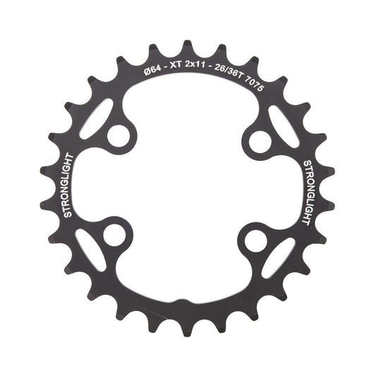 Plateau Intérieur STRONGLIGHT Shimano XT M8000/SLX M7000 11V 4 Trous 64mm — vue du plateau sur fond blanc