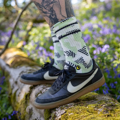 Chaussettes BURGTEC EVERYDAY CREW PATTERNED Blanc/Vert