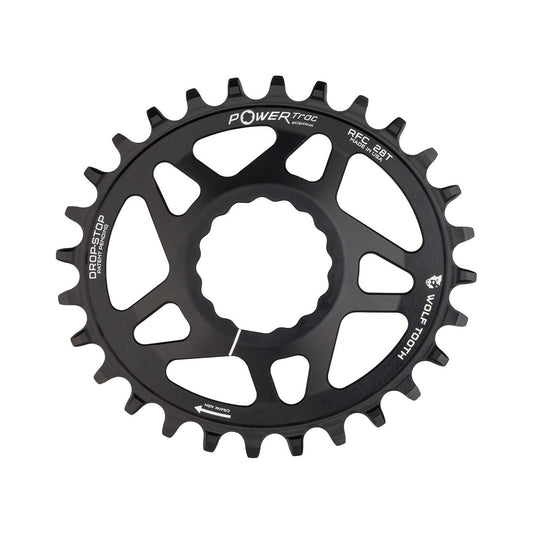 Plateau Mono Oval WOLF TOOTH ELLIPTICAL 9/10/11/12V Raceface CINCH Direct Mount Offset 6mm Noir — vue du plateau sur fond blanc