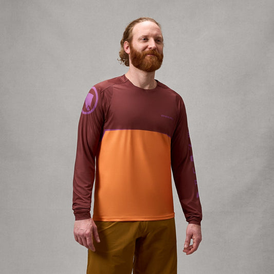 ENDURA SINGLETRACK CORE PRINTED Langærmet End Orange MTB-trøje