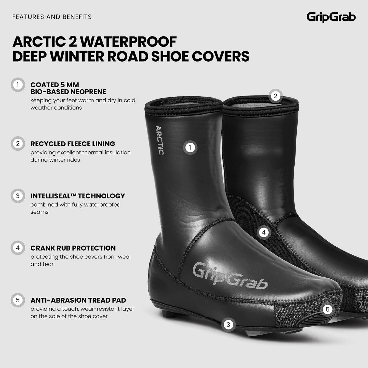 Couvre-Chaussures GRIPGRAB ARTIC 2 WATERPROOF ROAD Noir