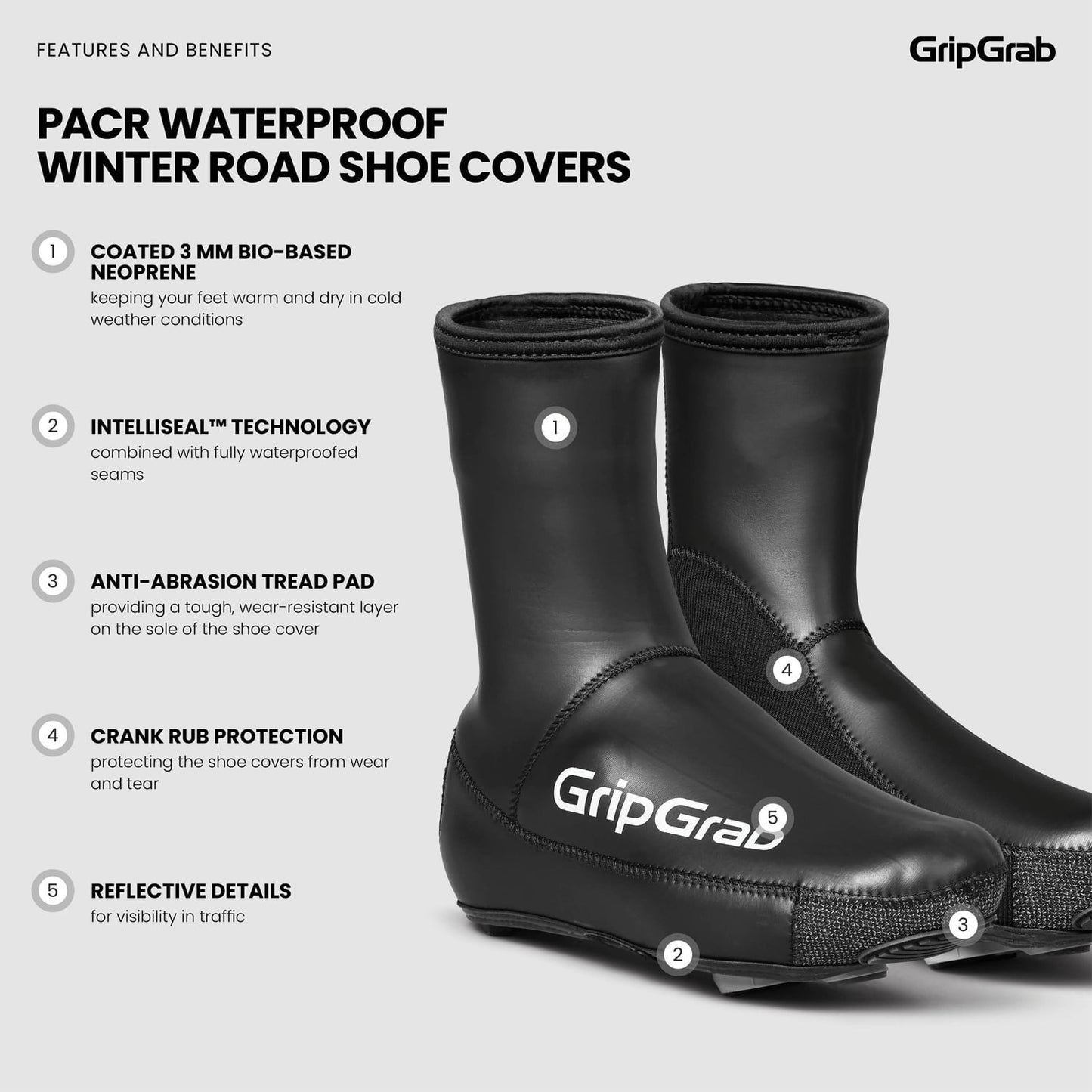 Couvre-Chaussures GRIPGRAB PACR WATERPROOF ROAD Noir