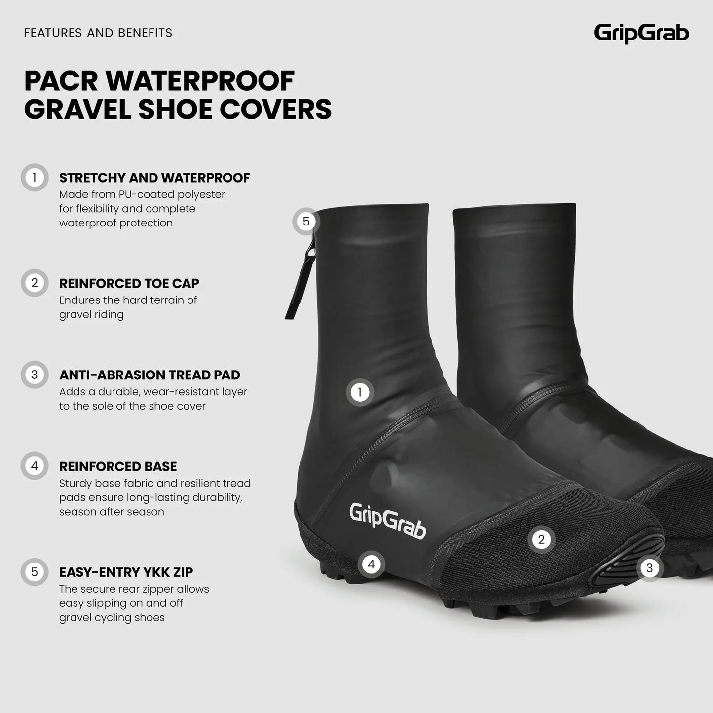 Støvleovertræk GRIPGRAB PACR WATERPROOF GRAVEL Sort