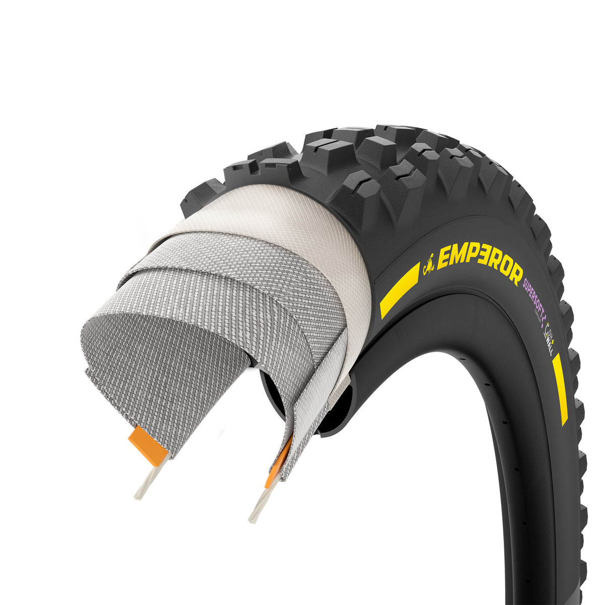 Pneu PIRELLI SCORPION EMPEROR 29x2.40 Supersoft DH+Wall Tubeless Ready Souple Noir/Jaune Team Edition