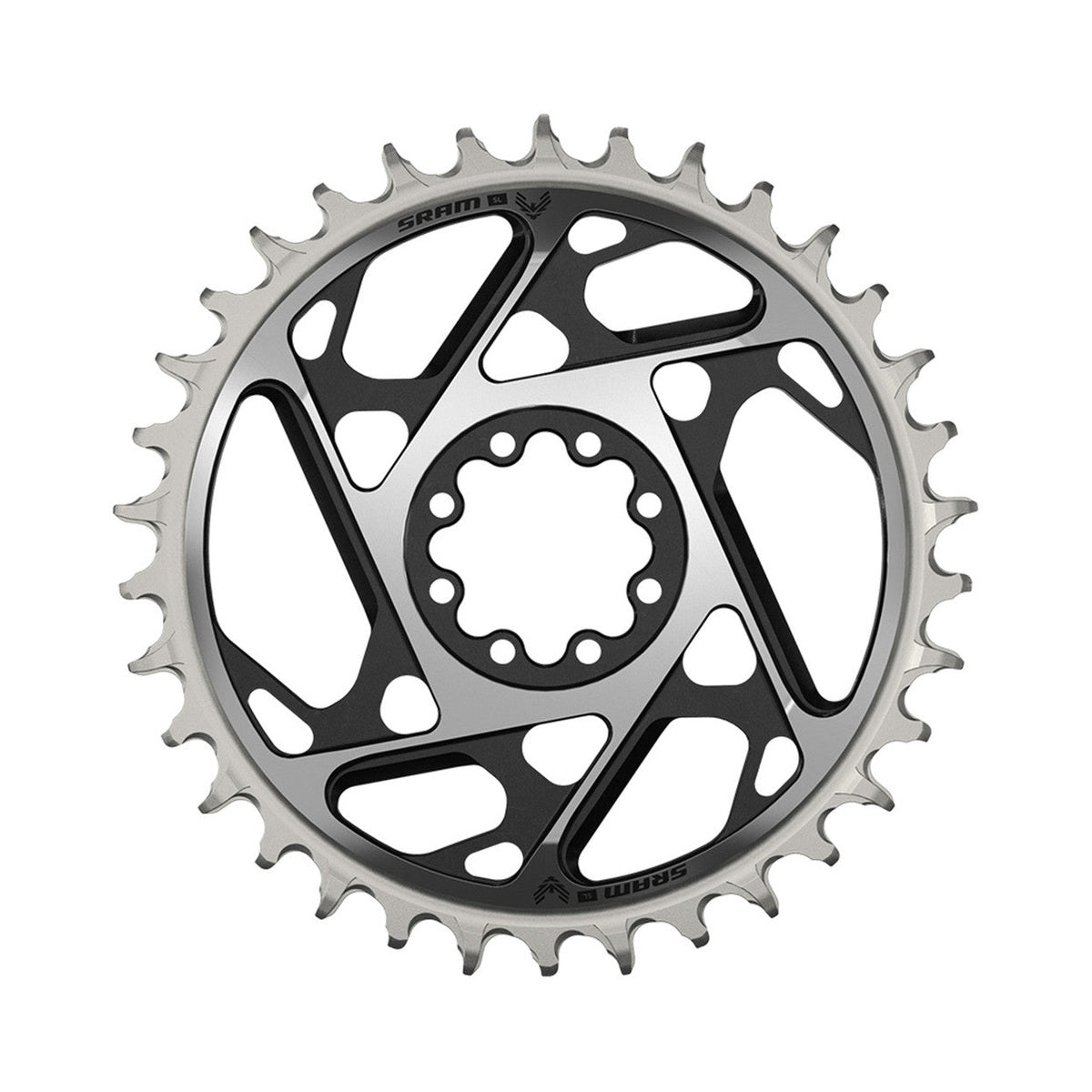 Plateau Mono SRAM XX-SL T-TYPE EAGLE BOOST 12V Direct Mount Offset 3mm Noir/Argent — vue du plateau sur fond blanc